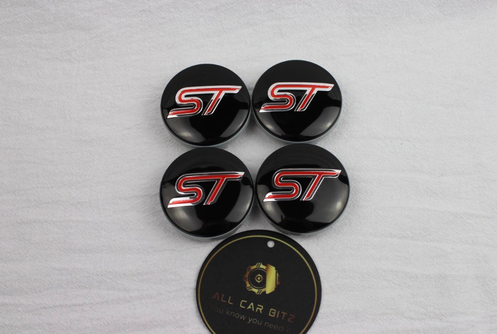 Ford ST (Red and Chrome) Wheel Centre Caps Set of 4
