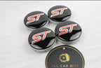 Ford ST (Red and Chrome) Wheel Centre Caps Set of 4