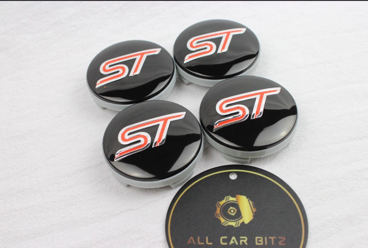 Ford ST (Red and Chrome) Wheel Centre Caps Set of 4