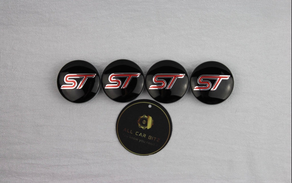 Ford ST (Red and Chrome) Wheel Centre Caps Set of 4