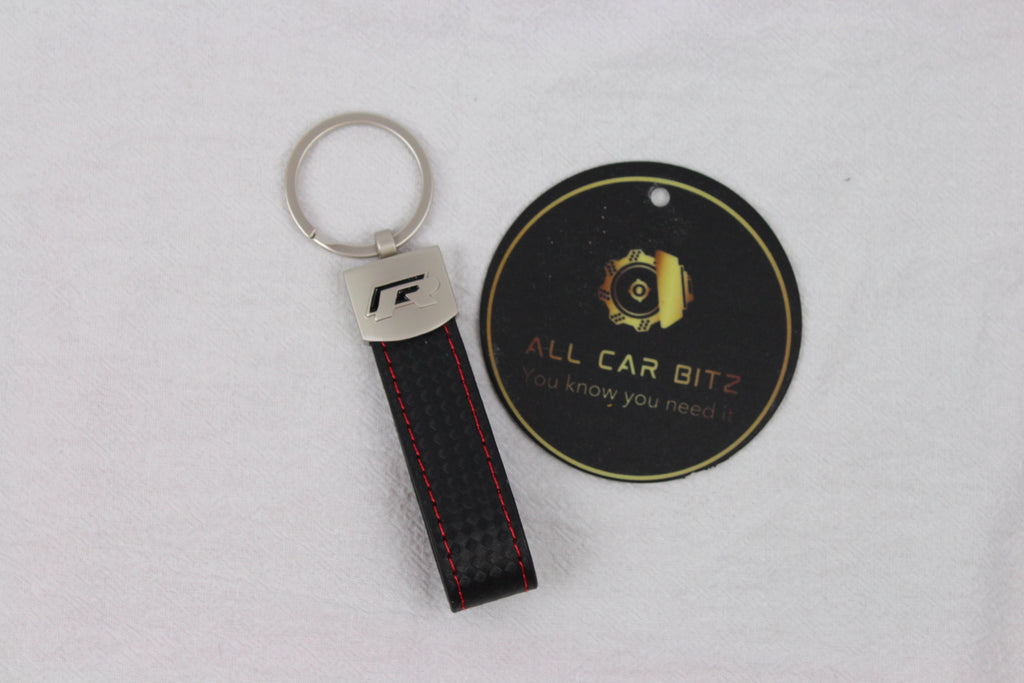 Volkswagen R Style Keychain – Carbon Fibre Leather Key Ring