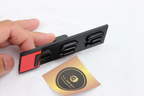 Audi RS3 Front and Rear Badge Set – Gloss Black & Red Emblems