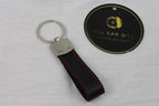 Mercedes Logo Keychain AMG – Carbon Fibre Effect Leather Key Ring with Red Stitching