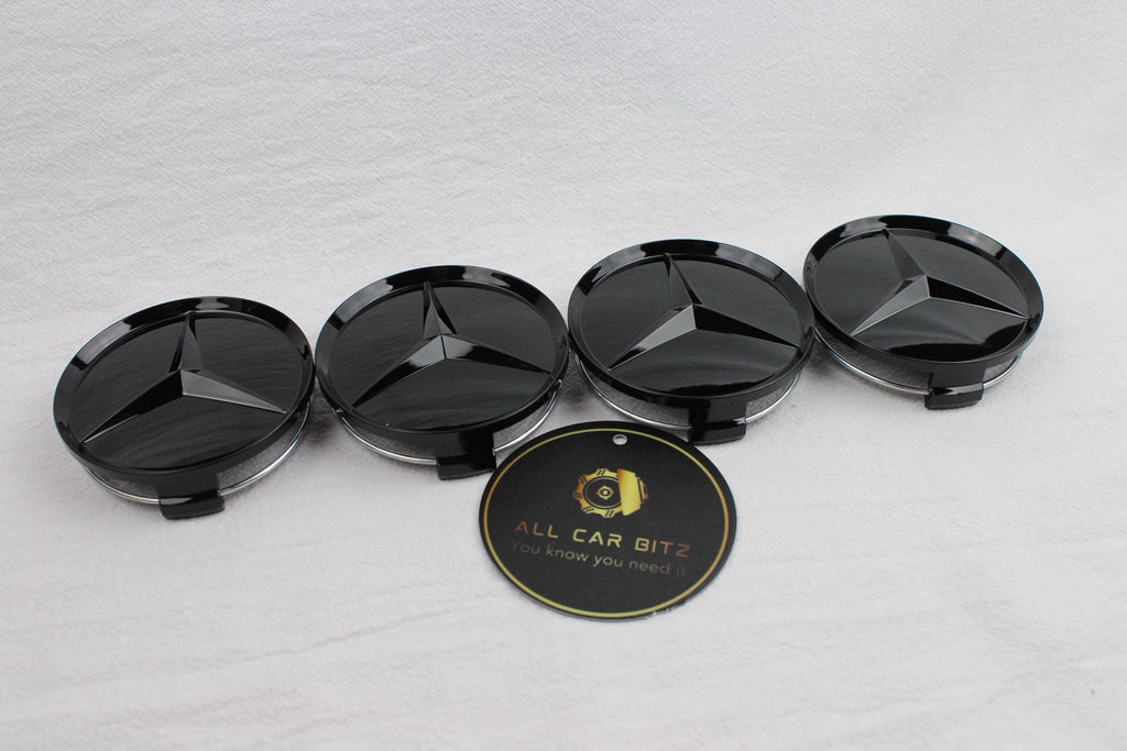 Mercedes-Benz Wheel Centre Caps – Gloss Black Set of 4