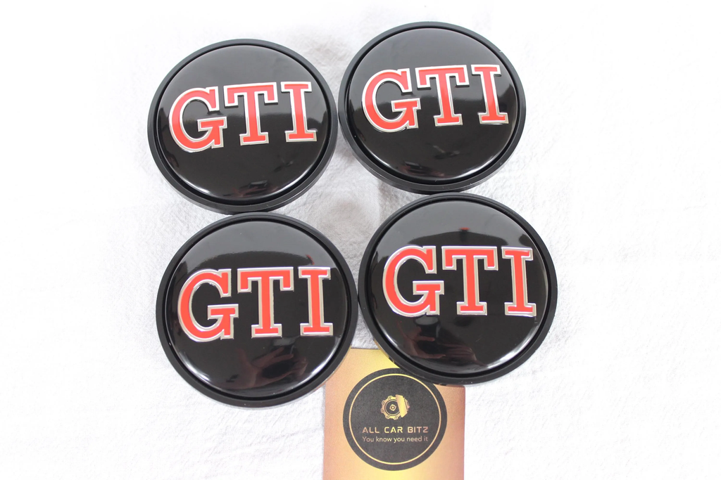 Volkswagen Black GTI Wheel Centre Caps & Badge Set