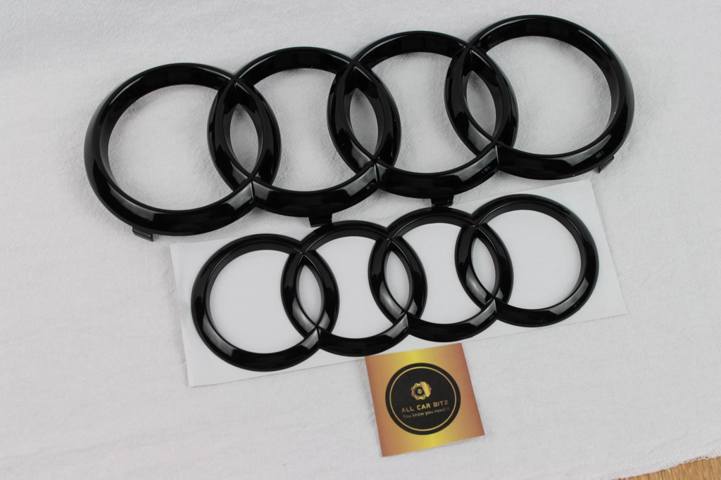 Audi A5 2013-2020 Coupe Front & Rear Gloss Black Rings Badge Set