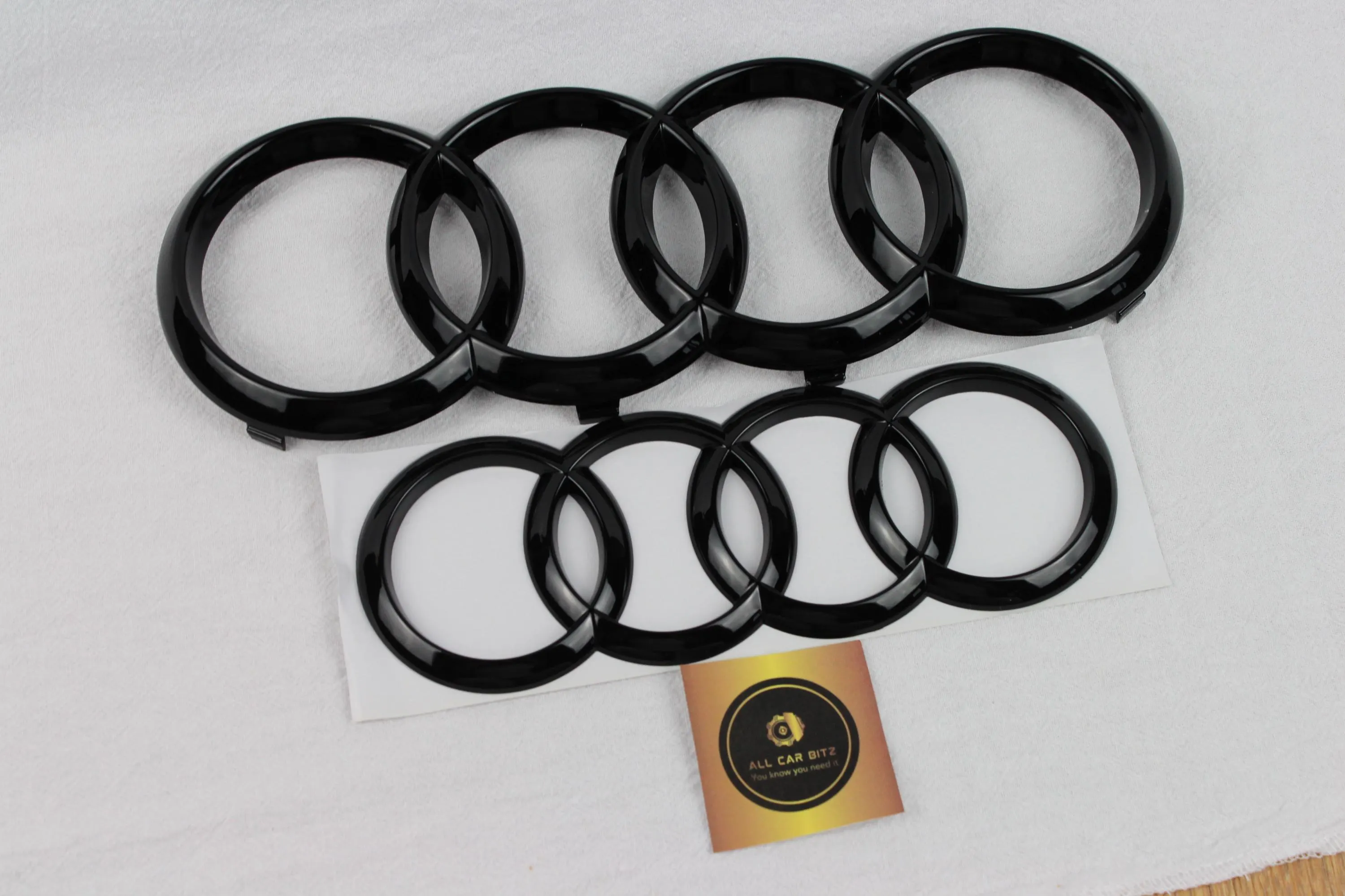 Audi A5 2013-2020 Coupe Front & Rear Gloss Black Rings Badge Set
