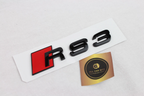 Audi RS3 Front and Rear Badge Set – Gloss Black & Red Emblems