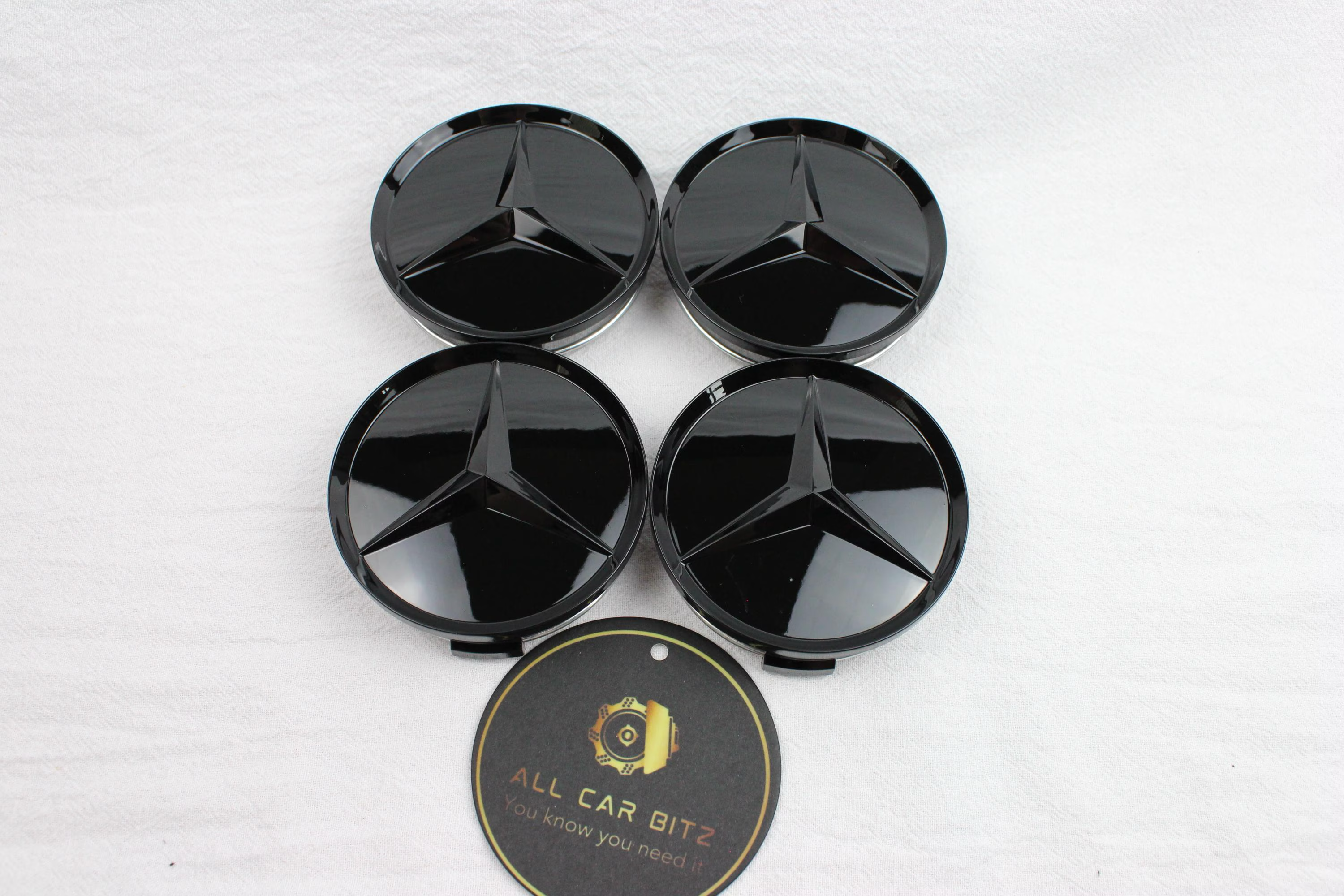 Mercedes-Benz Wheel Centre Caps – Gloss Black Set of 4
