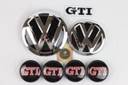 Volkswagen Golf MK7.5 Black GTI chrome Complete Badge & Wheel Cap Set