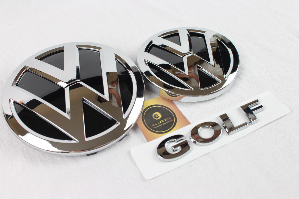 Volkswagen Golf MK7.5 Gloss Chrome Badge Set – Front, Rear & GOLF Lettering