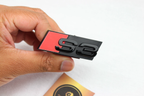 Audi S3 Front and Rear Badge Set – Gloss Black & Red Emblems
