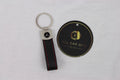 Mercedes Logo Keychain Black – Carbon Fibre Effect Leather Key Ring with Red Stitching