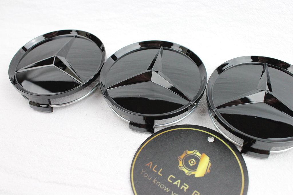 Mercedes-Benz Wheel Centre Caps – Gloss Black Set of 4