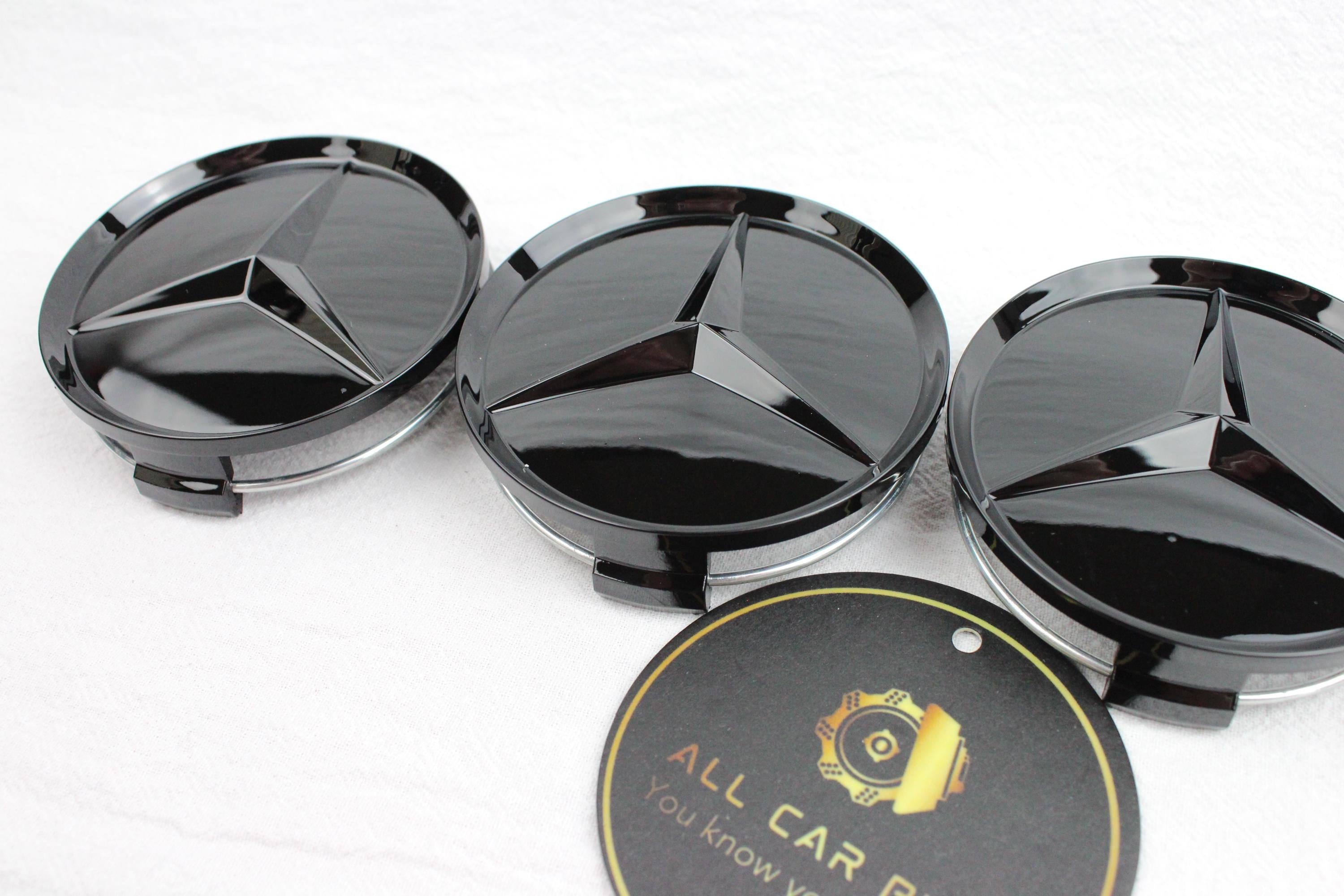 Mercedes-Benz Wheel Centre Caps – Gloss Black Set of 4
