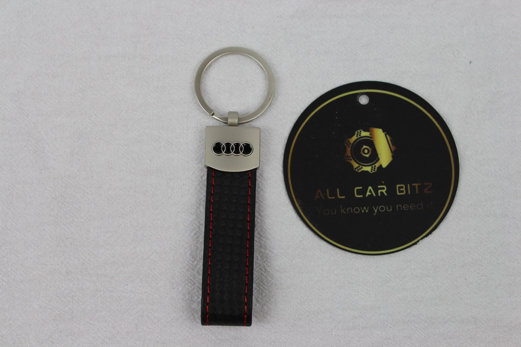 Audi Keychains: Black Audi Logo with leather strap