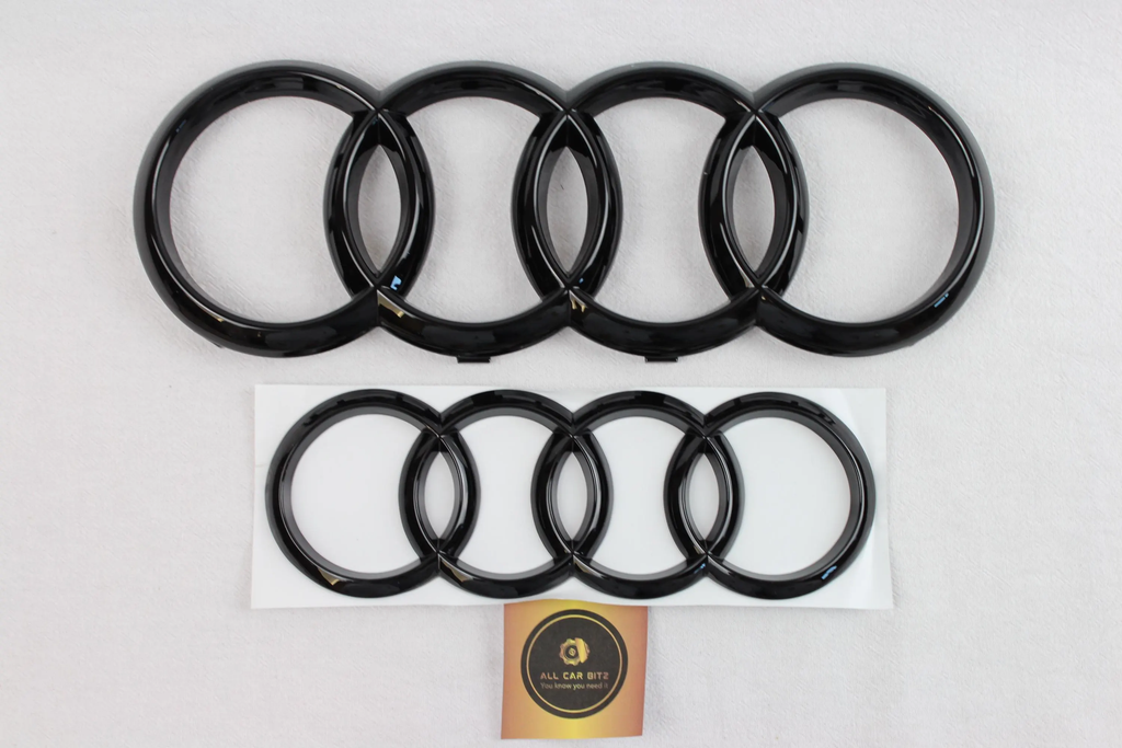 Audi A5 2013- 2020 Saloon Front & Rear Gloss Black Rings Badge Set