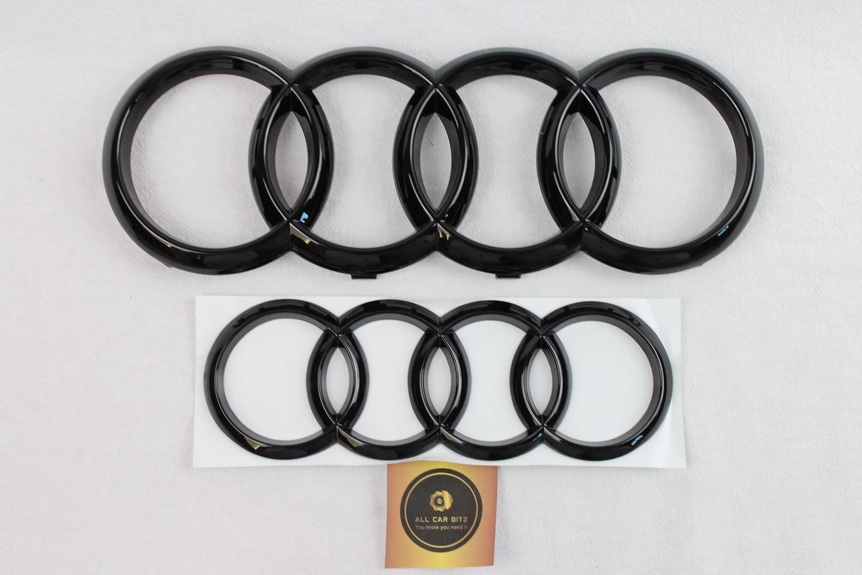 Audi A5 2013- 2020 Saloon Front & Rear Gloss Black Rings Badge Set