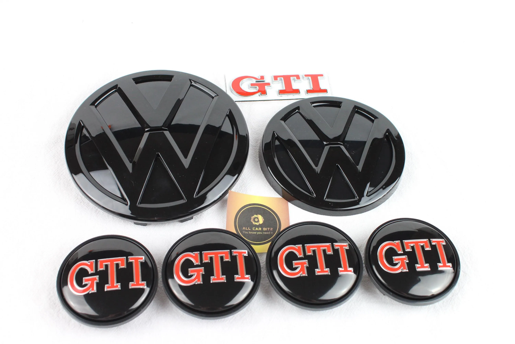 Volkswagen Golf MK7.5 Red GTI Complete Badge & Wheel Cap Set
