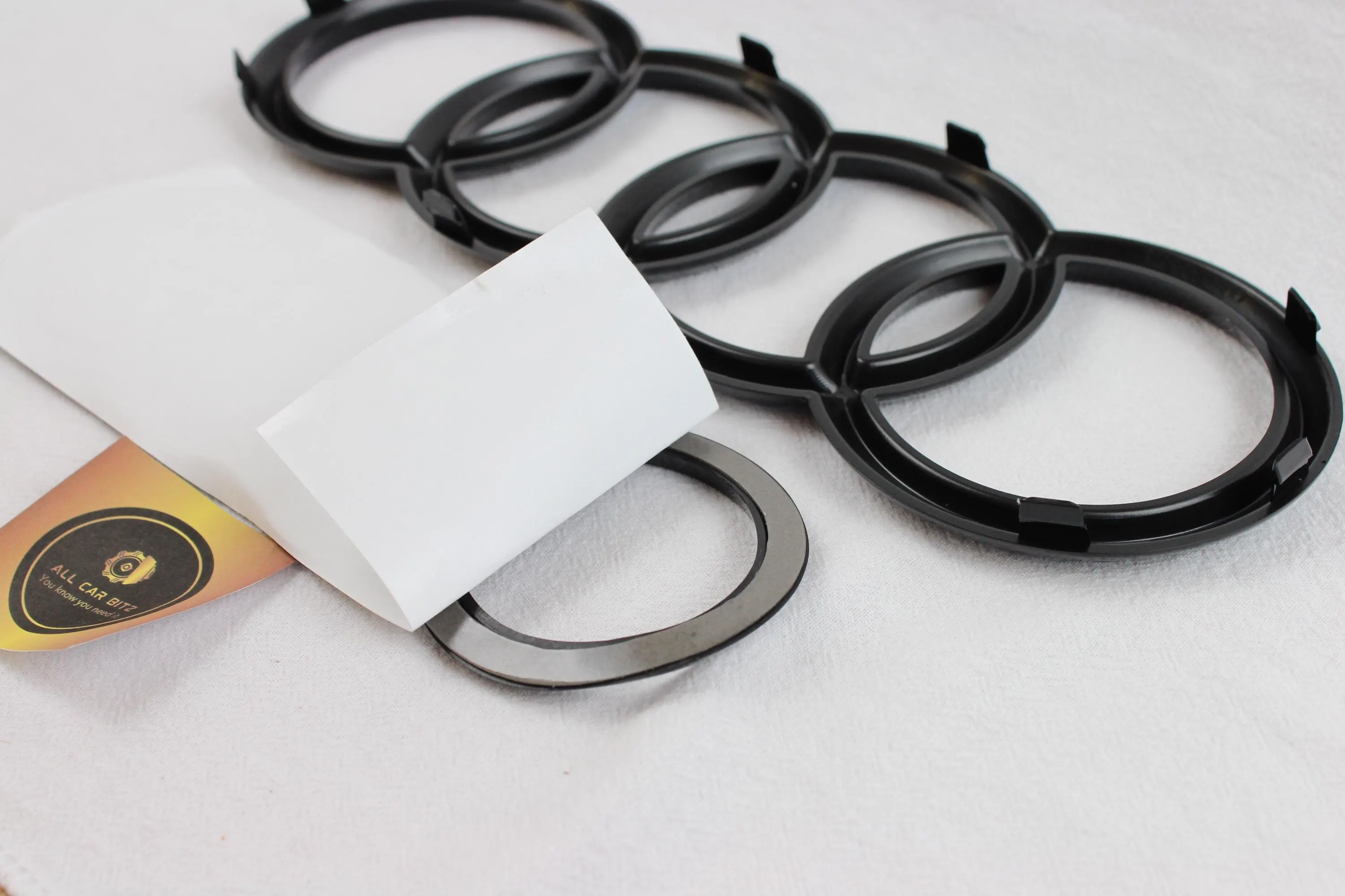 Audi A5 2013- 2020 Saloon Front & Rear Gloss Black Rings Badge Set