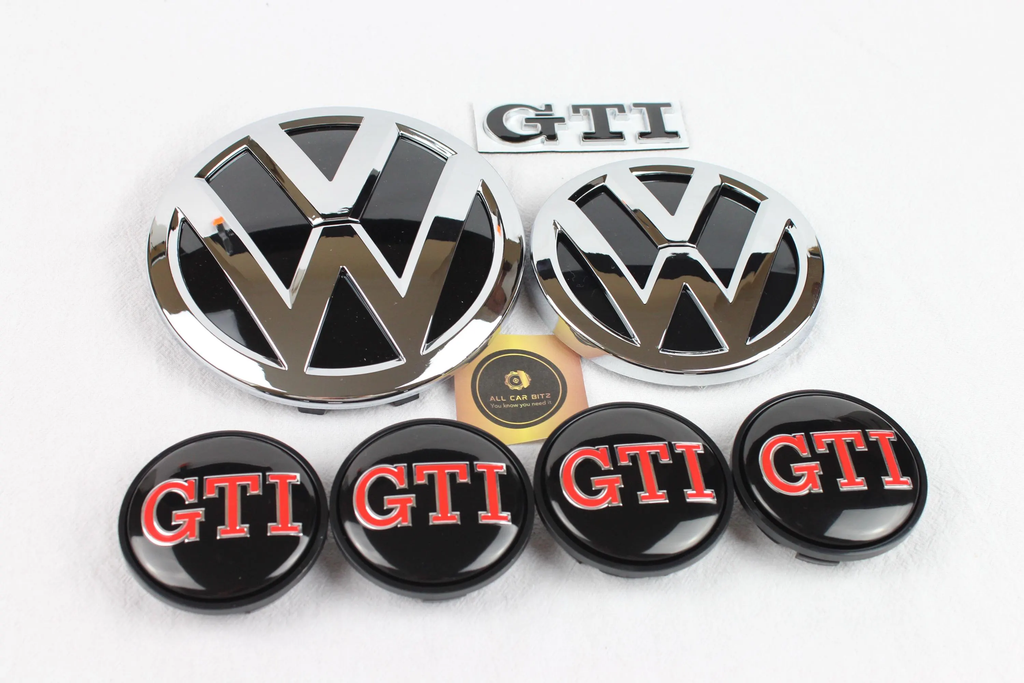 Volkswagen Golf MK7.5 Black GTI chrome Complete Badge & Wheel Cap Set