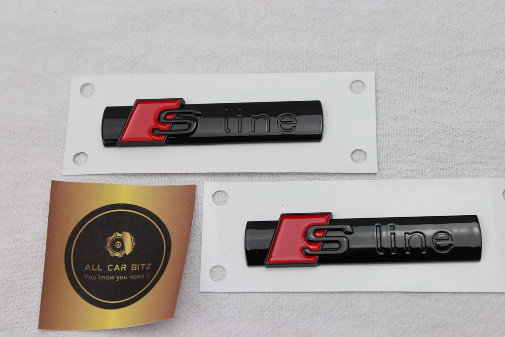 Audi S Line Wing x2 Badge Emblems – Self-Adhesive Side Fender Logos