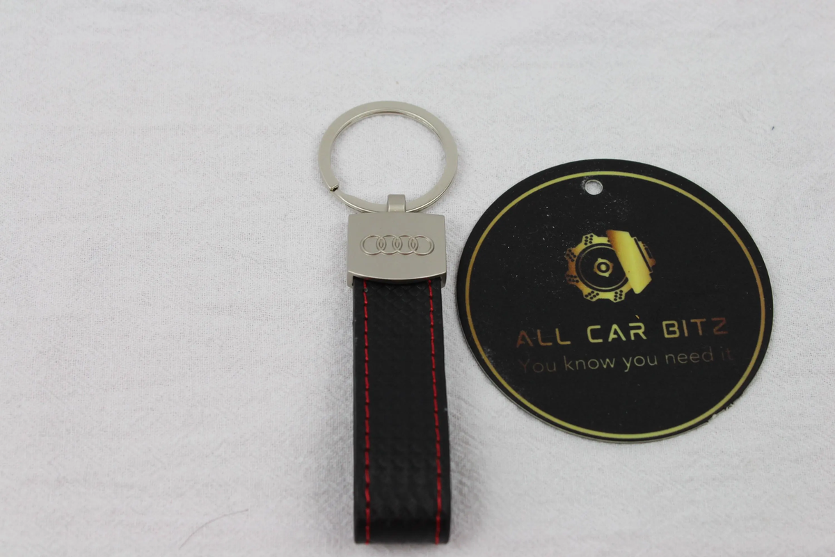 Audi Keychains: S Line, Silver Rings, Black Rings (Leather Strap)