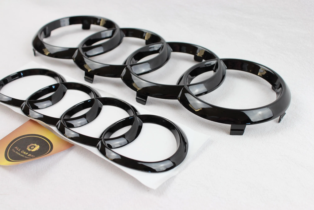 Audi A5 2013- 2020 Saloon Front & Rear Gloss Black Rings Badge Set
