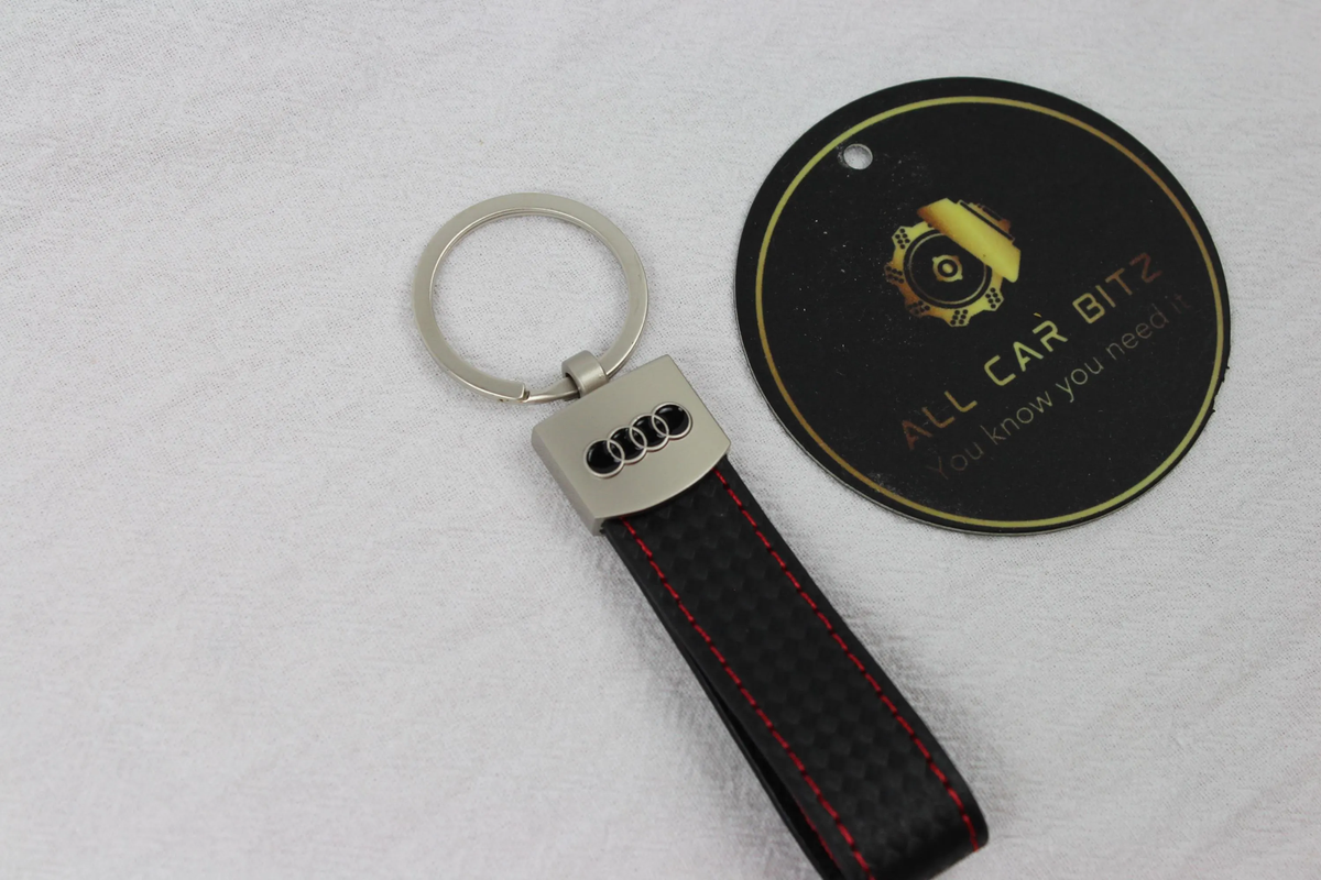 Audi Keychains: S Line, Silver Rings, Black Rings (Leather Strap)