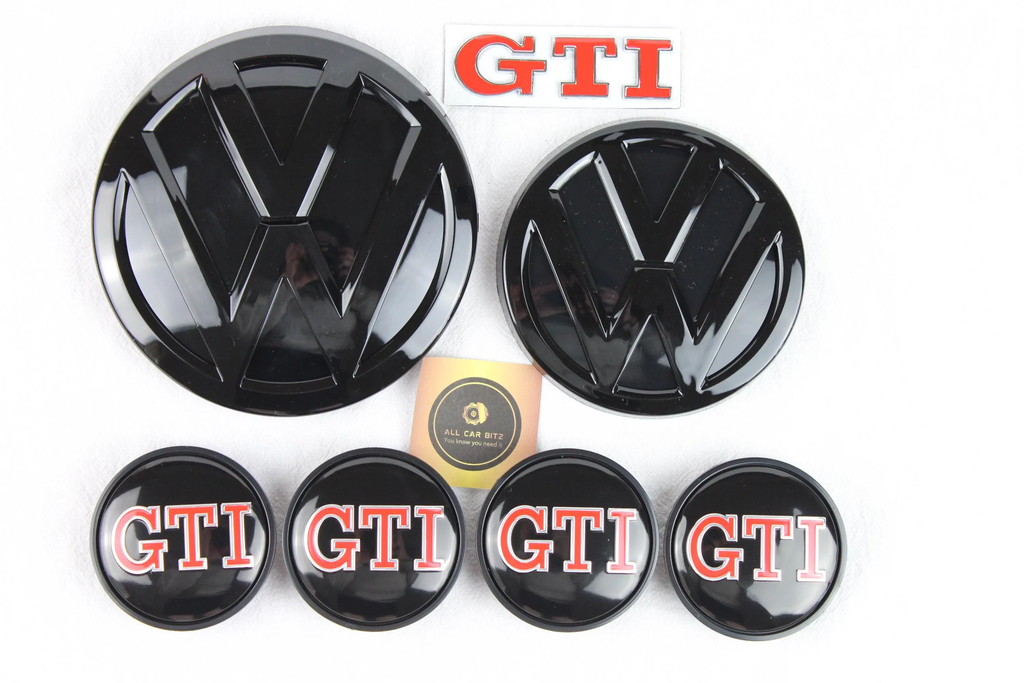 Volkswagen Golf MK7.5 Red GTI Complete Badge & Wheel Cap Set