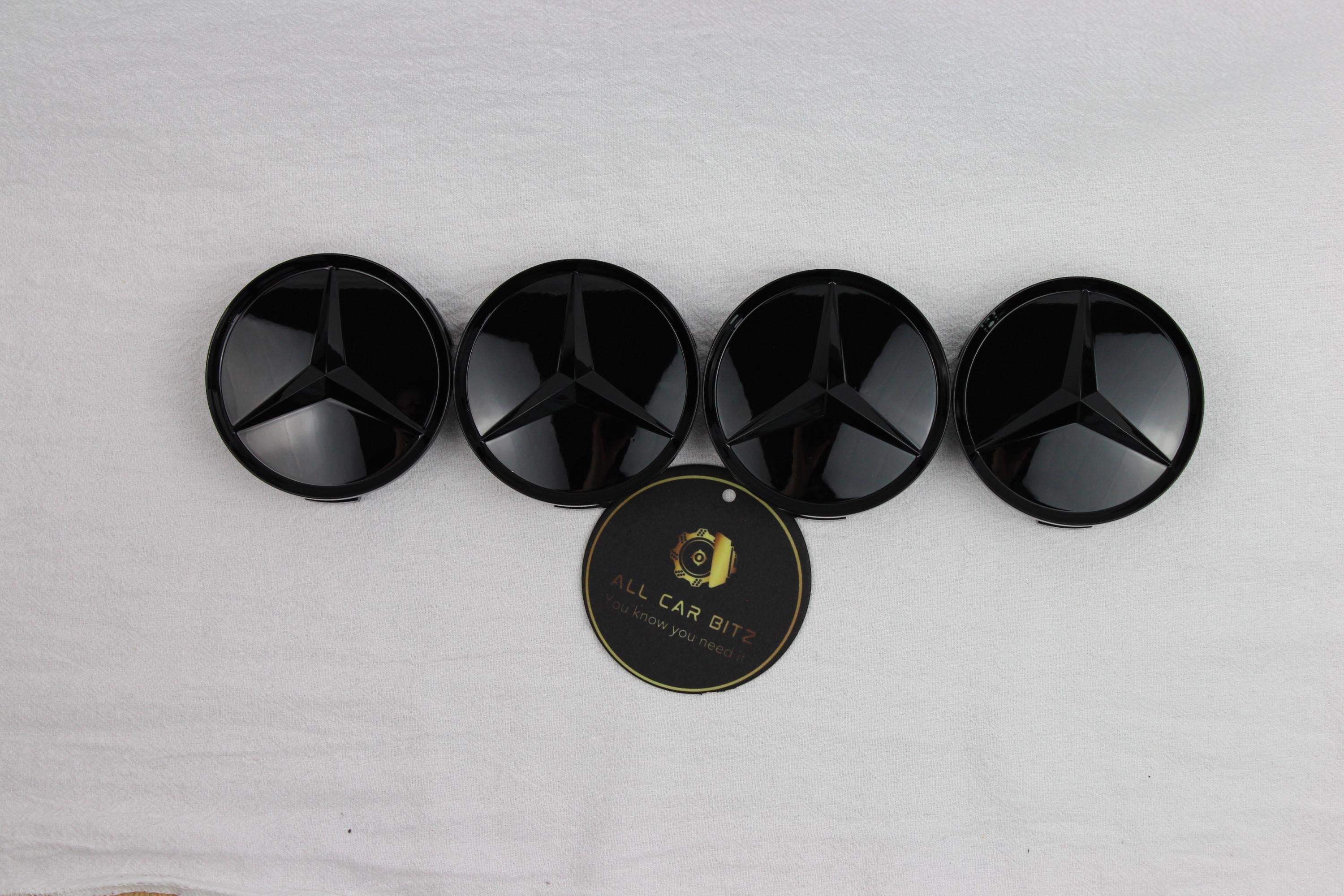 Mercedes-Benz Wheel Centre Caps – Gloss Black Set of 4